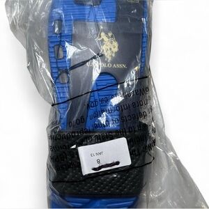 U.S. Polo Assn. Black/Blue Slides, Sandals - Brand New